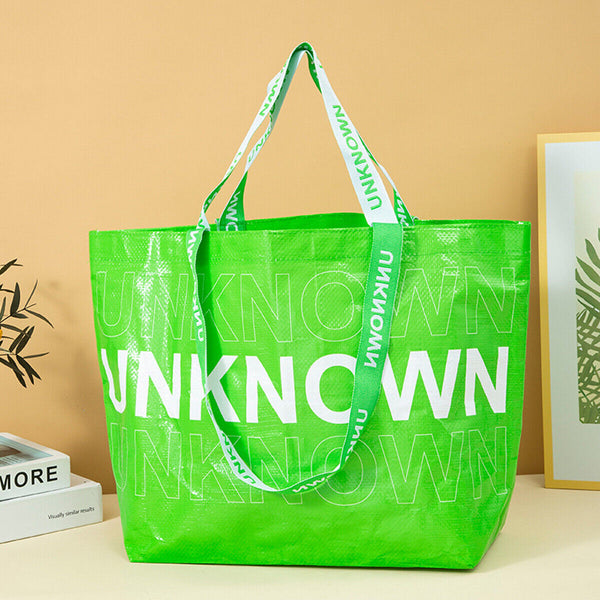 5pcs Hand Woven Green Handbags Waterproof Eco-Friendly Shopping Tote Bags AU