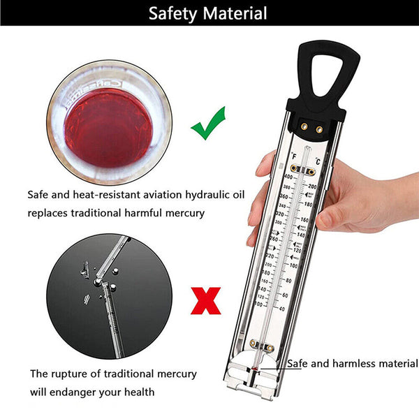 2PCS Stainless Steel Cooking Thermometer Candy Jam Milk Kitchen Thermometer