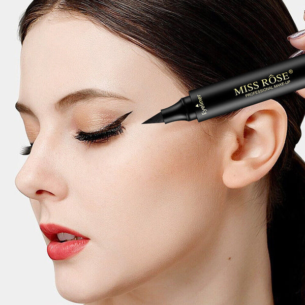 MISS ROSE -Winged Eyeliner Stamp Waterproof Makeup Eye Liner Pencil Black Liquid