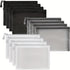 12PCS Clear Mesh Pencil Case Transparent Zipper Stationery Storage Pouch Set