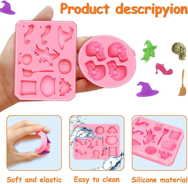 6PCS Halloween Ghost Bat Silicone Mould DIY Bat Pumpkin Craft Epoxy Resin Mould