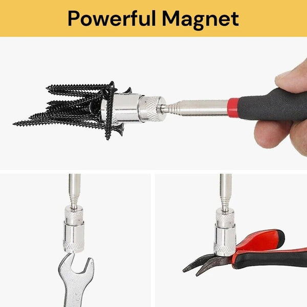 5 Pcs Portable Magnetic Pick Up Tool Extendable Telescopic LED Torch Magnet Rod