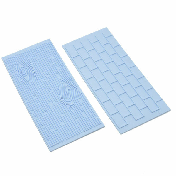 2pcs Cake Decoration Border Fondant Wall Brick Wood Grain Mold Mould Embosser AU