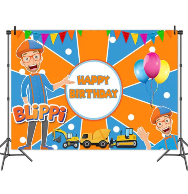 Blippi Party Supplies Tableware Kids Birthday Banner Topper Balloon Plate Bag