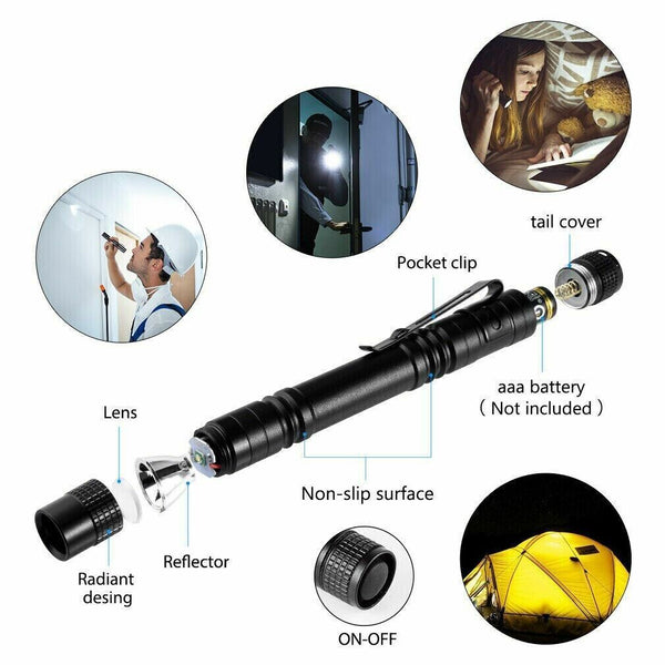 4x Mini Light Pen Micro Tiny Penlight Small LED Torch Tactical Flashlight Bright