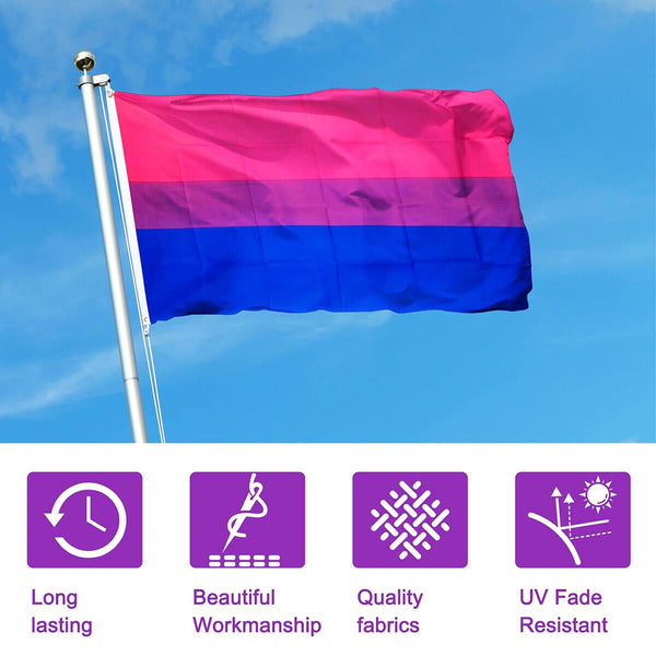 Bisexual LARGE Flag 150x90cm Bi Sexual Pride LGBT Lesbian Gay rainbow Mardi Gras