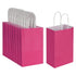 100PCS Hot Pink Kraft Paper Bags with Handles Gift Shopping Carry Bags