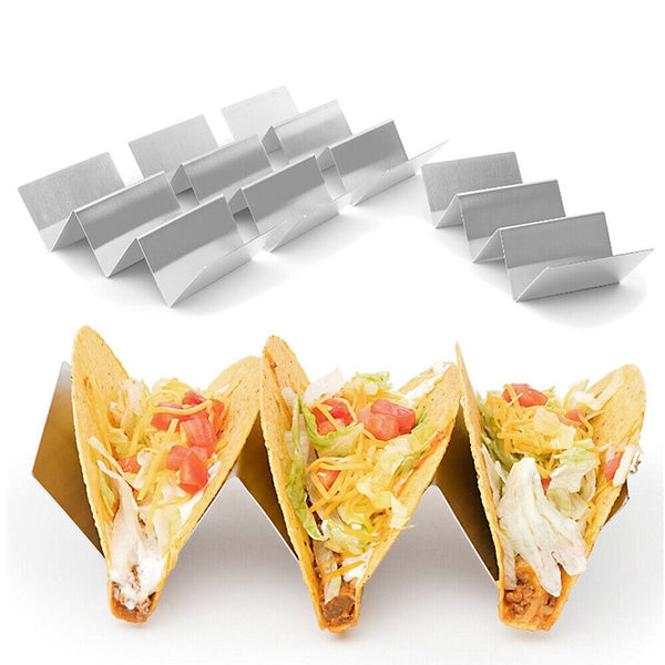 3 Slots Stainless Steel Tray Rack Taco Shell Holder Tortilla Stand Holds Kitchen