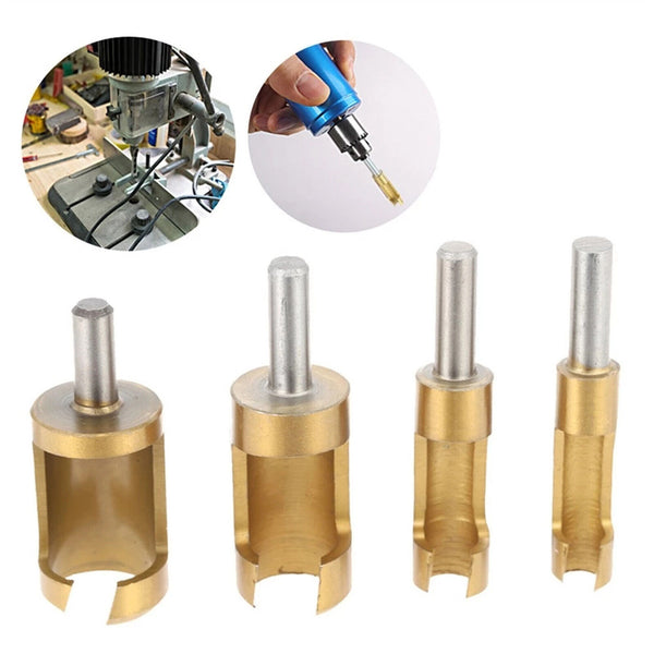 4X/Set Titanium Coated Plug Cutter Hole Wood Timber Shank Drill Bit Tools 6-16mm