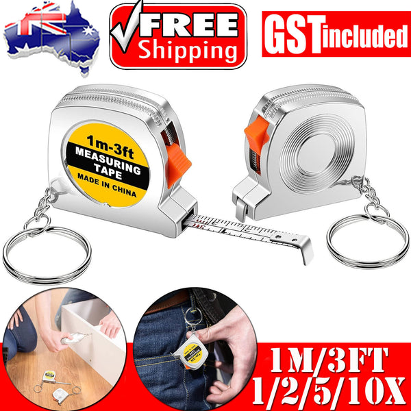 UP 10PCS 1M/3FT Steel Tape With Keychain Small Steel Ruler Portable Tape Measure