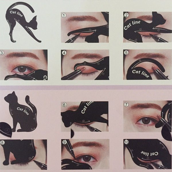 Cat Eyebrow Tool Makeup Model Eye Line Kit Eyeliner Stencil Liner vv Template