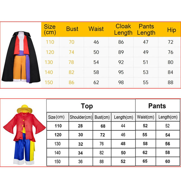 Luffy Costume Kids Boys – One Piece Monkey D Luffy Cosplay Set with Hat & Cape