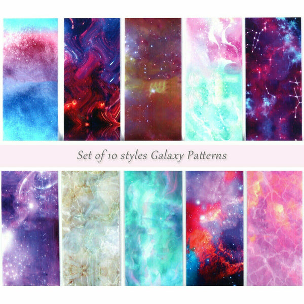 Galaxy Marble Transfer Foil Paper Star Glue Nail Art Stickers