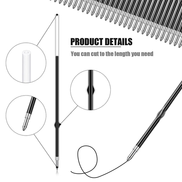 100 Pcs 0.7mm Refills for Retractable/Press Ballpoint Pens. Blue Instru AU STOCK