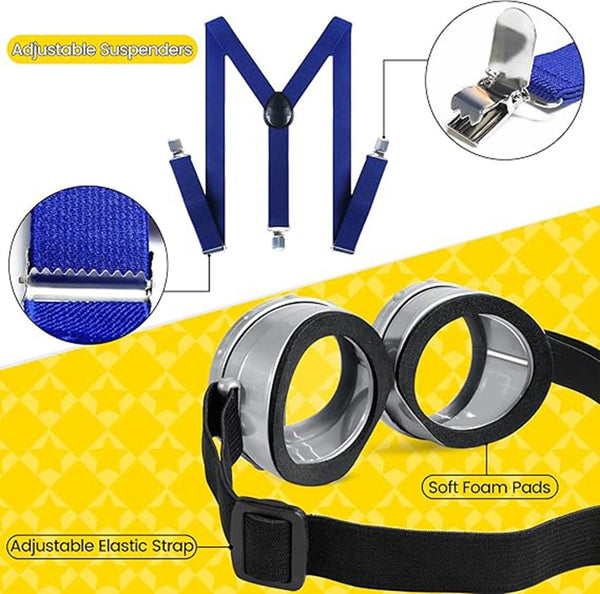 Minions Cosplay Costume Adults Kids Fancy Dress Beanie Glove Glasses Halloween