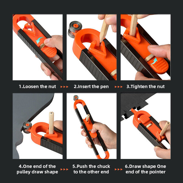 2X Profile Scribing Ruler Contour Gauge with Lock Precise Woodworking Edge Corner