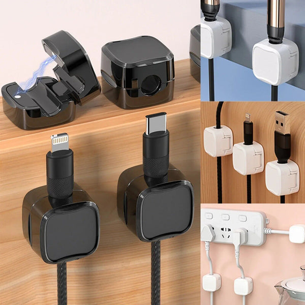 6Pcs Magnetic Cable Wire Clips Tidy Cord Lead Organiser USB Charger Cable Holder