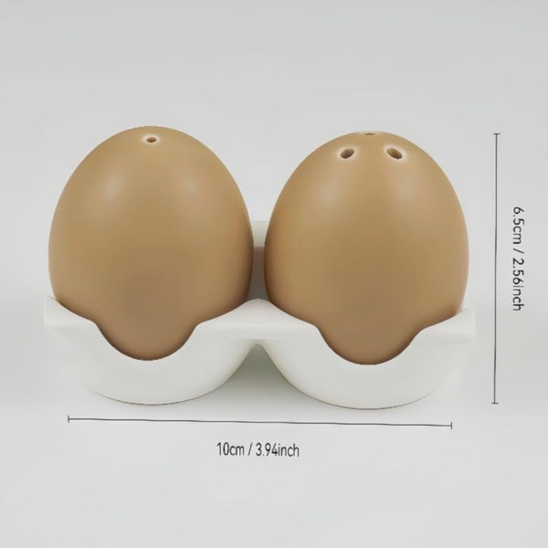 Brown Egg Shaped Salt and Pepper Shaker Ceramic Spice Bottle Set