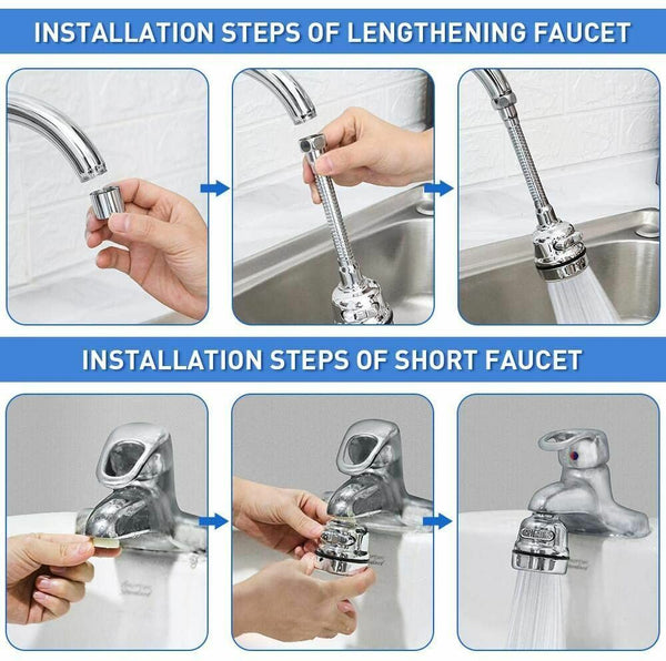 New  360° Swivel Tap Faucet Nozzle Aerator Kitchen Sink Extension Attachment AUS