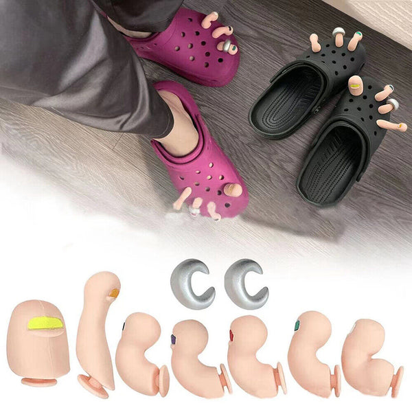 9x Funny Toe Shoe Charms Decors Silica Gel Croc Toes Clog Decoration Sandals New