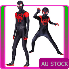 Black & Red Superhero Costume – Full Body Jumpsuit for Book Week, Kids to Adult