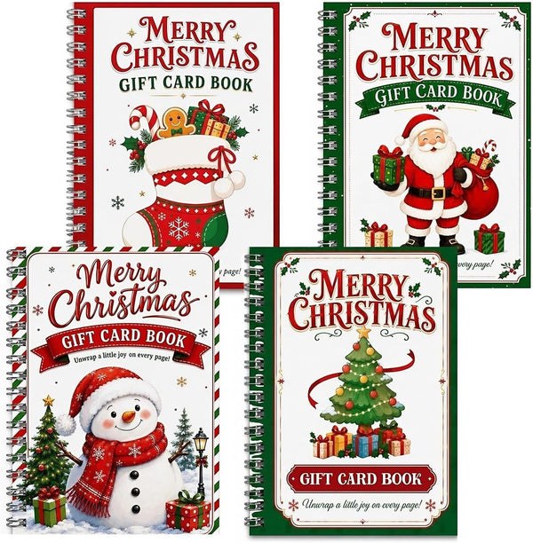 Christmas Gift Card Book, 1/4Pcs DIY Gift Card Booklet for Adults Teens