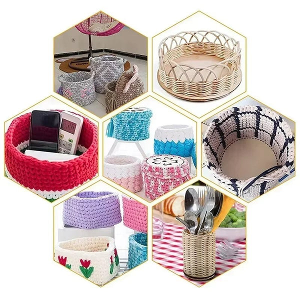 12pcs Wooden Crochet Basket Base 14cm | Round Flower Hollow DIY Handbag Bottom