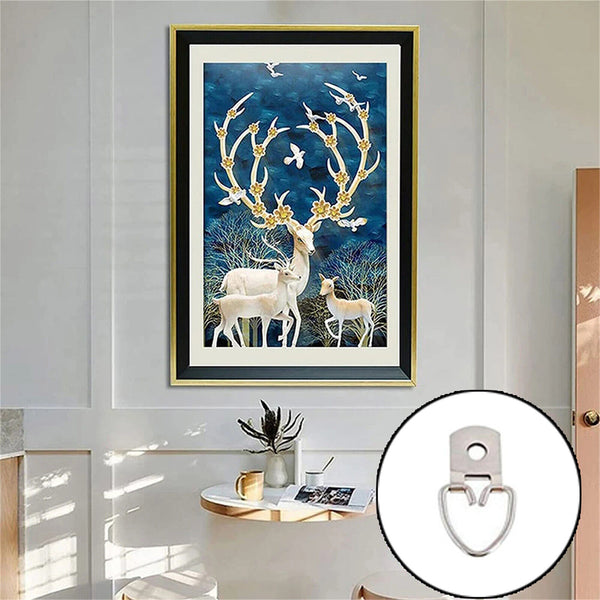 50Pcs Medium D-Ring Painting Picture Frame Hanger Hanging Hooks+Screw Silver AUS