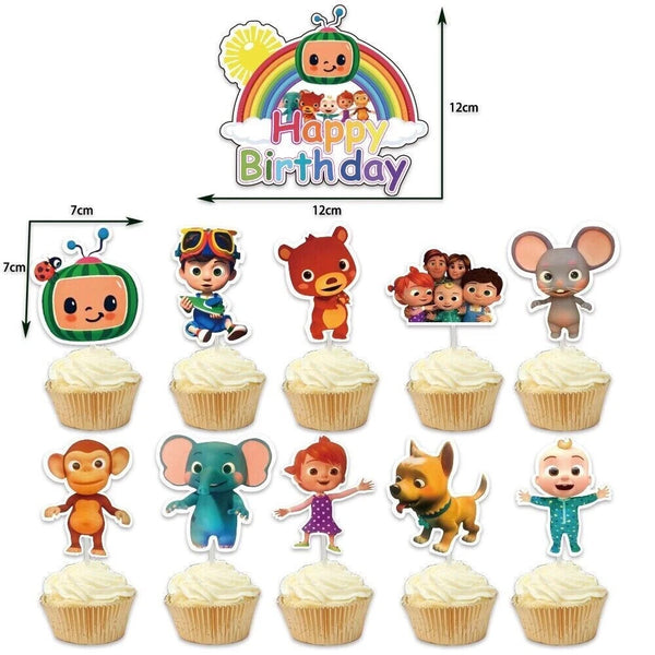 Cocomelon  Tableware Party Supplies Kids Birthday Banner Topper Balloon Plate