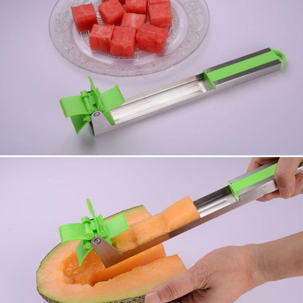 Watermelon Muskmelon Cutter Slicer Stainless Steel Melon Cuber Knife Fruit Cutin