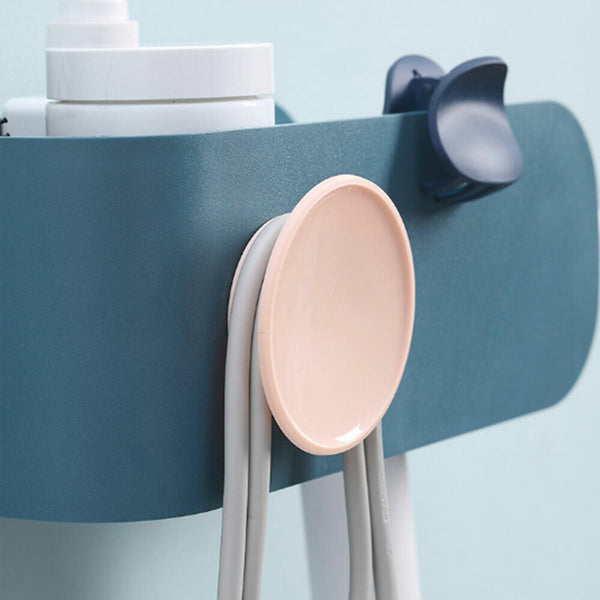 Hair Dryer Wall Mounted Stand Punch free Organizer Comb Holder Rack Bathroom Set