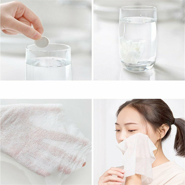 Disposable Cotton Compressed Washcloth Face Towel Wet Wipe travel AU