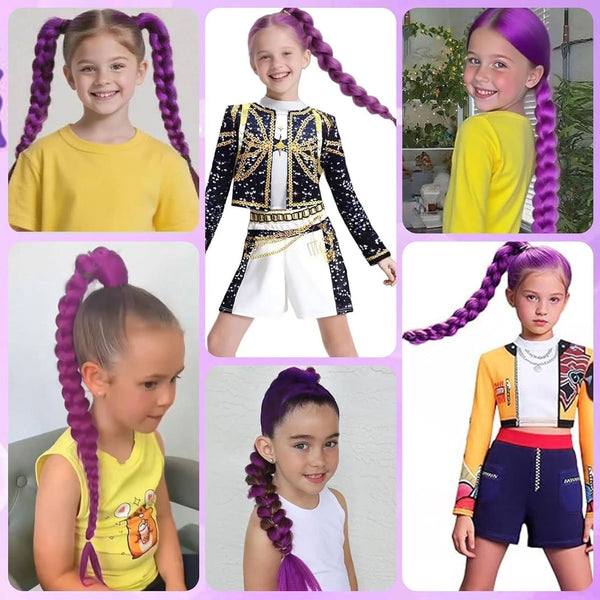 Girls Kpop K POP Demon Hunters Rumi Costume Cosplay Wig Christmas Birthday 4-12Y