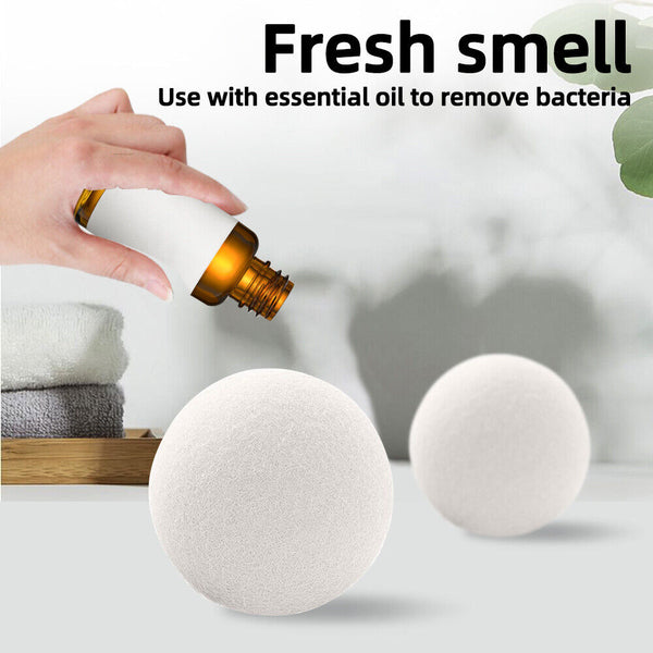 12x Reusable Wool Dryer Balls Drying Fabric Softner Clothes Wrinkles Reduce 6cm