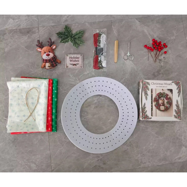 3D Fabric Poke Wreath DIY Kit Christmas Handmade Wreath Craft Set Party Decor