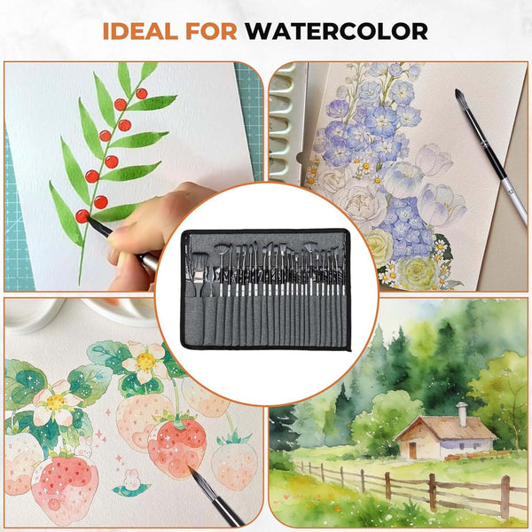 48PCS Artist Paint Brush Set Nylon Brushes for Acrylic Watercolour Oil Painting