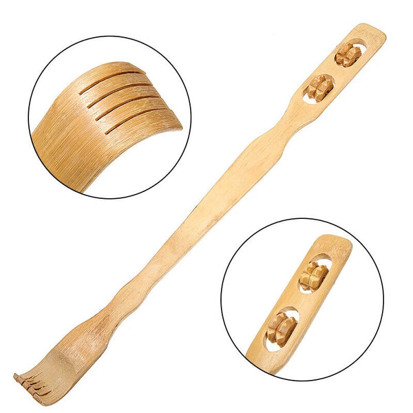 4pcs Long Reach Wooden Bamboo Scratch Back Scratcher Body Massage Itchy Relieve