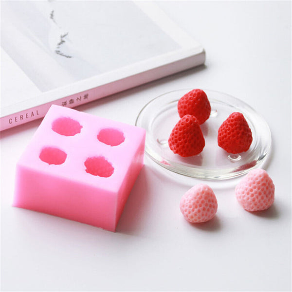 4PCS Fruit Silicone Candle Mold Set Strawberry Orange Raspberry Blueberry Moulds