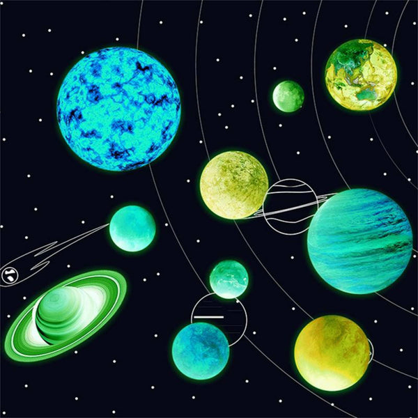 Glow In The Dark Wall Sticker Luminous Solar System Space Planet Room Decal New