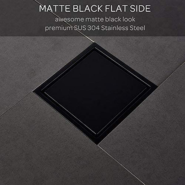 2X 100mm Tile Insert Square Smart Floor Grate Waste Drain Black Shower Bathroom