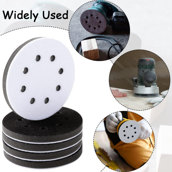 6PCS 5 Inch Soft Sponge Interface Sanding Pads Hook & Loop 125MM Foam Buffer Pad for Orbital Sander