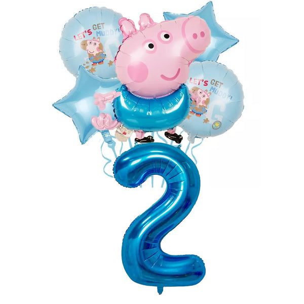 George Balloons Set With Numbers Party Supplies Peppa Pig Birthday Decoration