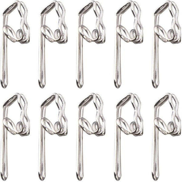 Pencil Pleat Curtain Hooks - Metal Gathering Hooks 28mm, Silver