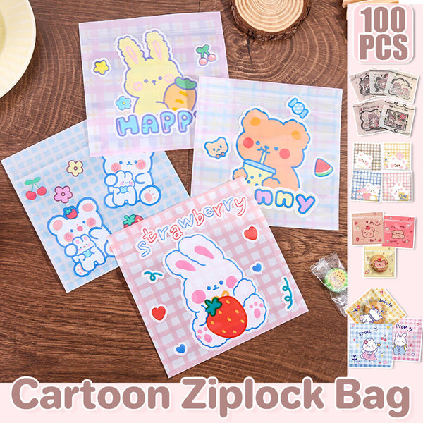 100pcs Cartoon Ziplock Bags For Snacks Candy Cookies Food Safe Plastic Bags Au