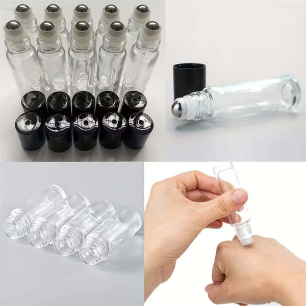 10PCS Glass Roller Bottles Essential Oil Roll-On Bottles 5ML 10ML