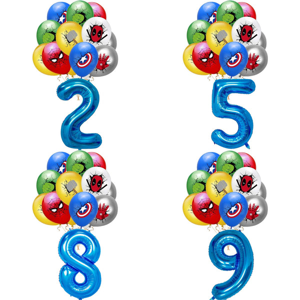 Avengers Balloons Set With Numbers Party Supplies Superhero Birthday Decoration