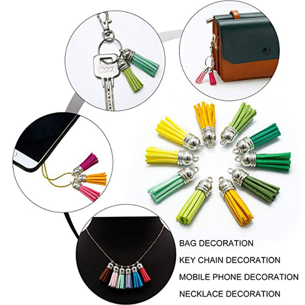10-100x Leather Keychain Ring Tassel Pendants Bulk Mixed DIY Crafts Jewelry Maki