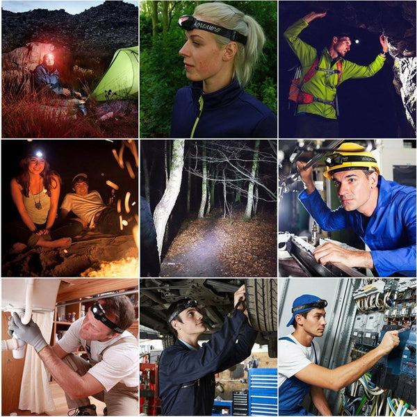1-2X LED Headlamp Flashlight Waterproof Head Torch Rechargeable USB Camping Fish