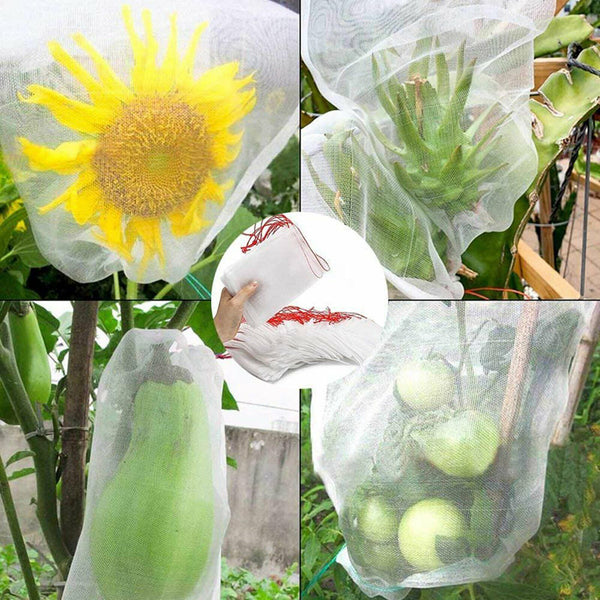 10/50PC Fruit Net Bags Agriculture Garden Vegetable Protection Mesh Insect Proof