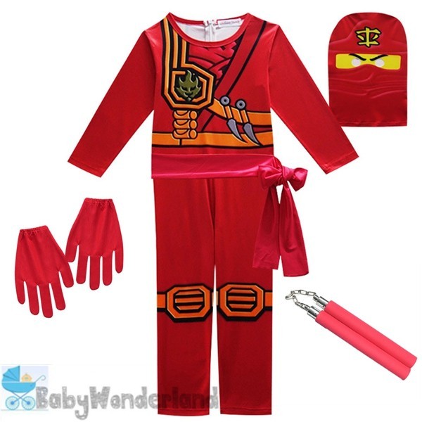 Boys Lego Ninjago Ninja Costume Jumpsuit Mask Gloves Cosplay Book Week Halloween